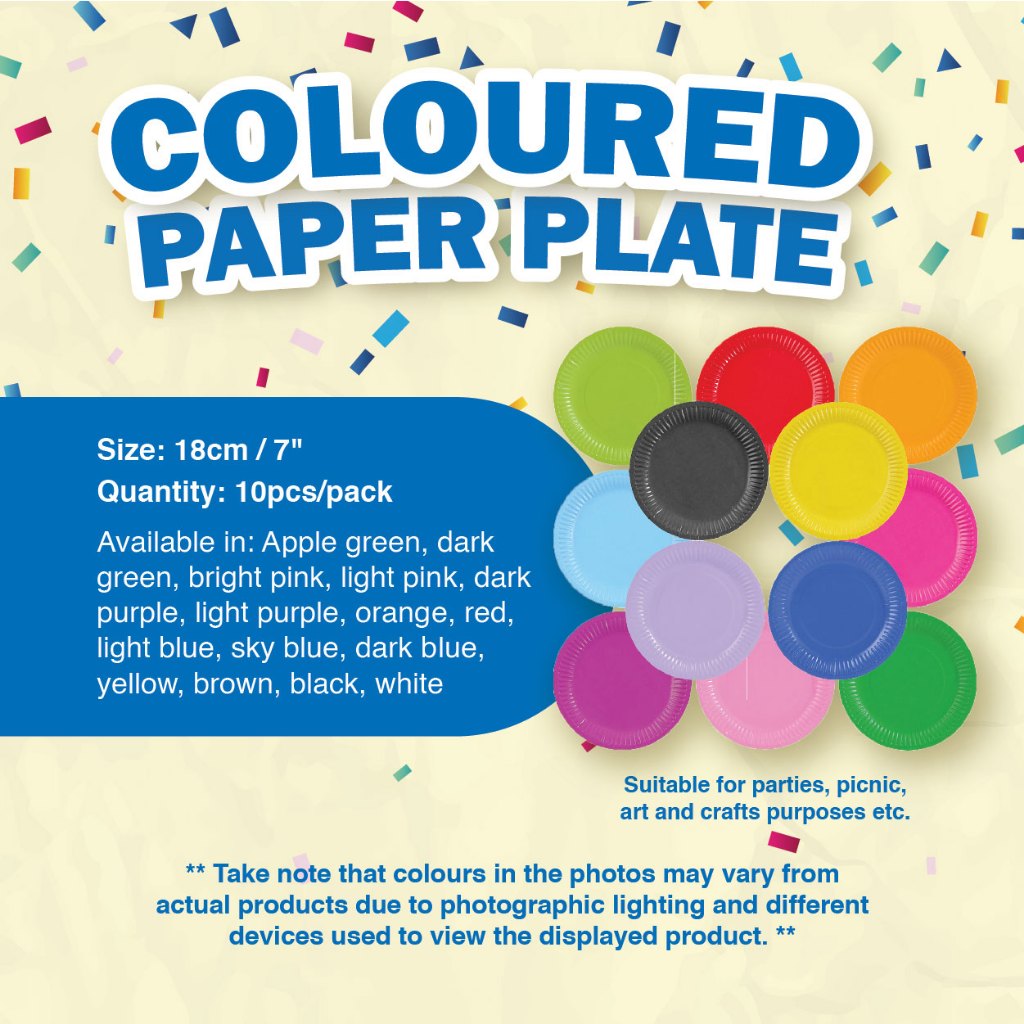 Coloured Paper Plate 7" (10pcs/pkt)