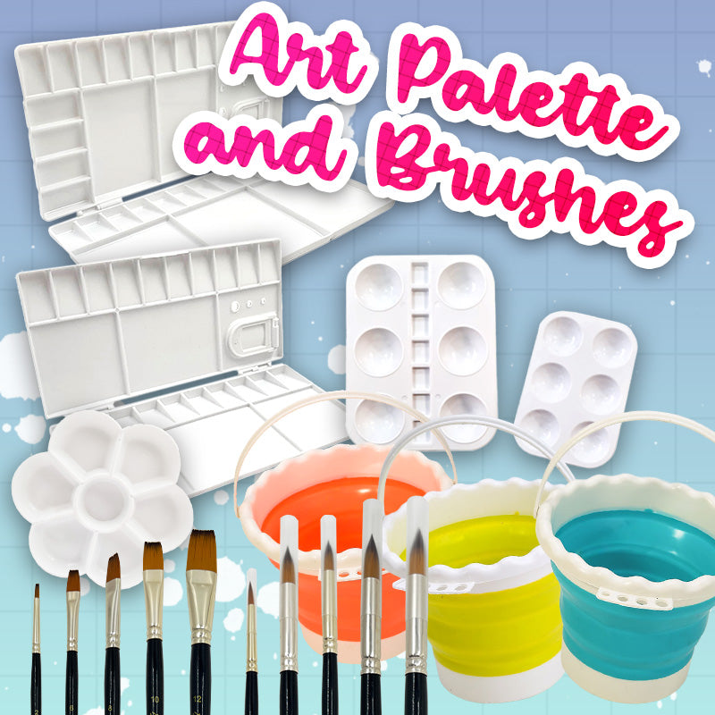 Painting Materials (Nylon Brush / Art Palette / Silicone Pail)