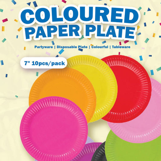 Coloured Paper Plate 7" (10pcs/pkt)