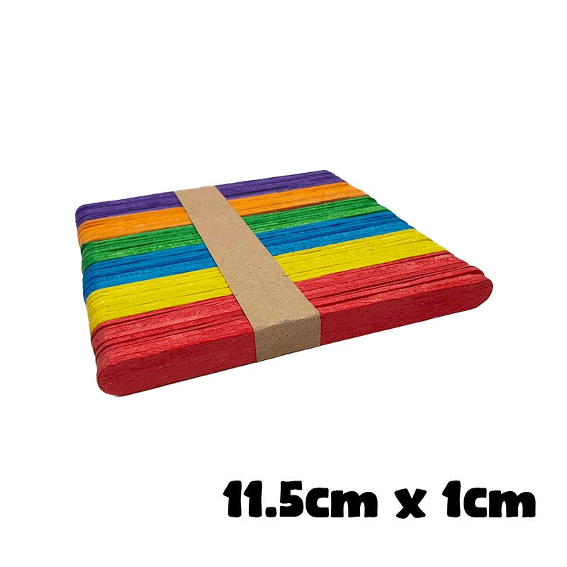 🇸🇬📦🚚 Ice Cream Stick 50pcs/pkt | Popsicle Stick | Potong | Craft | Colourful/Natural Wood/Stirrer