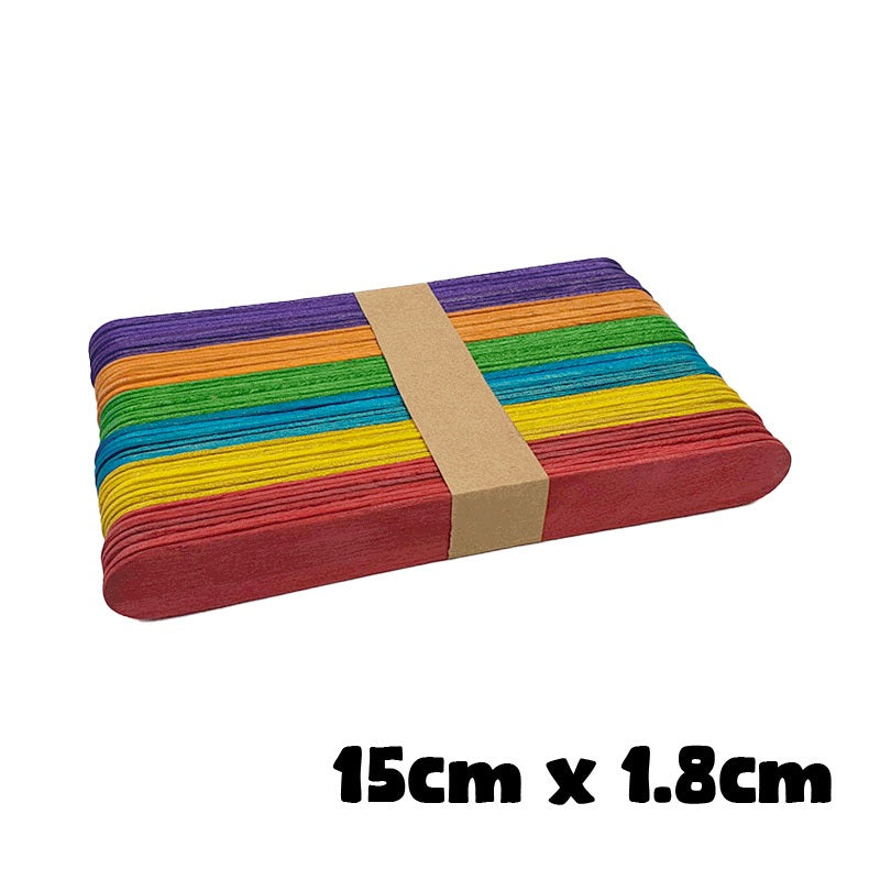 🇸🇬📦🚚 Ice Cream Stick 50pcs/pkt | Popsicle Stick | Potong | Craft | Colourful/Natural Wood/Stirrer